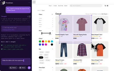 Frontman demo video — click any element, describe changes, get real code edits